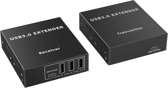 Main image of PremiumCord USB 3.0 Extender to 4 Ports to Cat5E/Cat6/Cat6A Up to 100 m, 5 Gbps, RJ45, Ethernet, Metal Case, Black