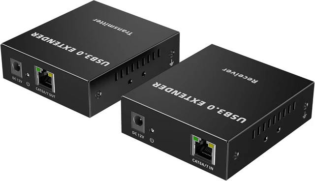 Alt view image 4 of 7 - PremiumCord USB 3.0 Extender to 4 Ports to Cat5E/Cat6/Cat6A Up to 100 m, 5 Gbps, RJ45, Ethernet, Metal Case, Black