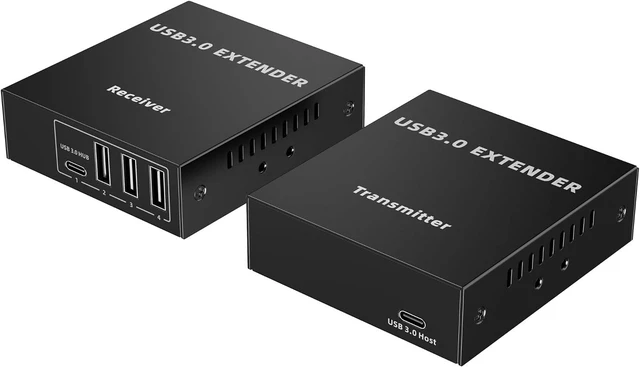Alt view image 2 of 7 - PremiumCord USB 3.0 Extender to 4 Ports to Cat5E/Cat6/Cat6A Up to 100 m, 5 Gbps, RJ45, Ethernet, Metal Case, Black
