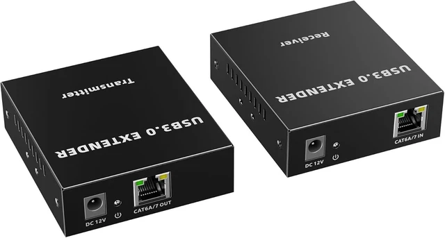 Alt view image 3 of 7 - PremiumCord USB 3.0 Extender to 4 Ports to Cat5E/Cat6/Cat6A Up to 100 m, 5 Gbps, RJ45, Ethernet, Metal Case, Black