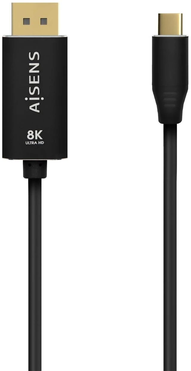 Main image of AISENS - A109-0686 - Aluminum Converter Cable USB-C to Displayport 8K@60Hz, USB-C/M-DP/M, Black, 0.8M