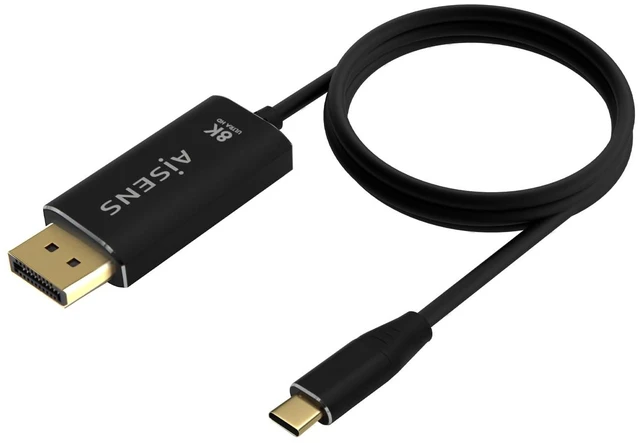 Alt view image 2 of 3 - AISENS - A109-0686 - Aluminum Converter Cable USB-C to Displayport 8K@60Hz, USB-C/M-DP/M, Black, 0.8M