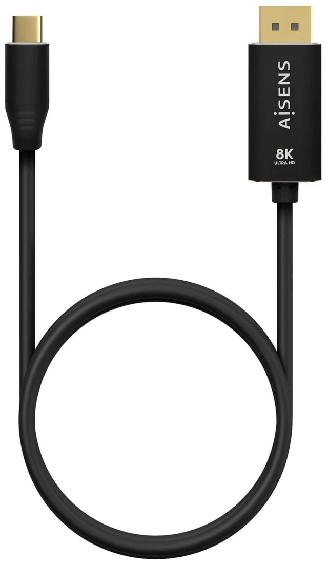 Alt view image 3 of 3 - AISENS - A109-0686 - Aluminum Converter Cable USB-C to Displayport 8K@60Hz, USB-C/M-DP/M, Black, 0.8M
