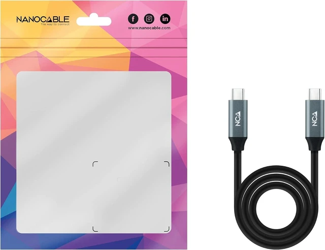 Alt view image 6 of 6 - NANOCABLE 10.01.4302 USB 3.2 Gen2x2 Cable 20Gbps 5A/100W 4K/60Hz USB-C/M-USB-C/M Black, 2m