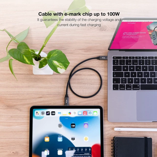 Alt view image 5 of 6 - NANOCABLE 10.01.4302 USB 3.2 Gen2x2 Cable 20Gbps 5A/100W 4K/60Hz USB-C/M-USB-C/M Black, 2m