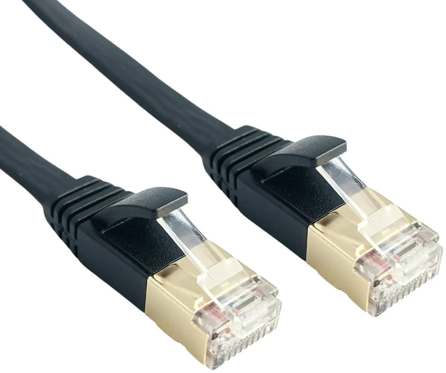 Main image of CAT7 25m Flat LAN Cable (Black) 0.08 inch (2 mm) Thin Ultra High Speed 10GBASE-T 600MHz 10Gbps Category 7 Shielded RJ45 Break-Resistant Soft Slim Black for LAN Communication Cable for PCs