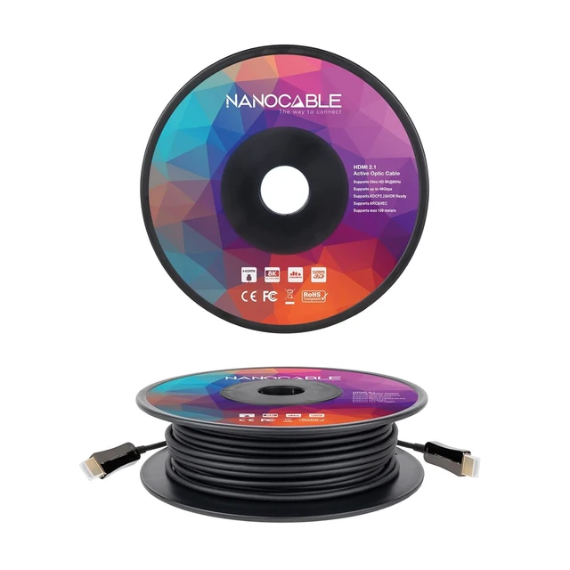 Alt view image 2 of 7 - NANOCABLE 10.15.2130 HDMI Cable V2.1 AOC 8K@60Hz 4K@120Hz 48Gbps Type A Male, Black, 30 m