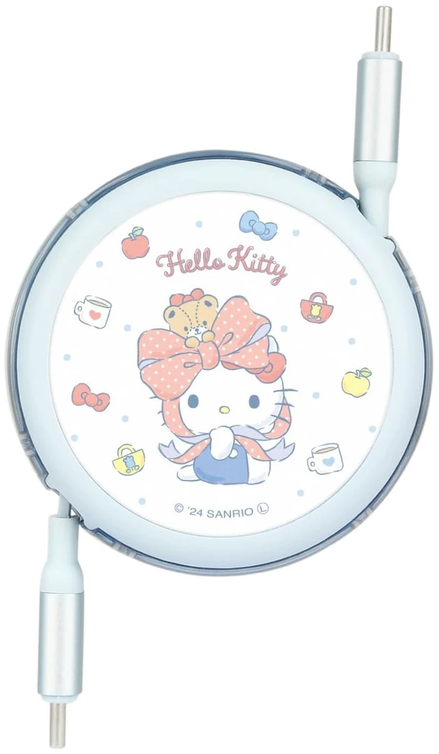 Main image of (Gourmandise) Gourmandies Sanrio Characters PD60W Compatible USB 2.0 Reel Type C Cable Hello Kitty SANG-424KT