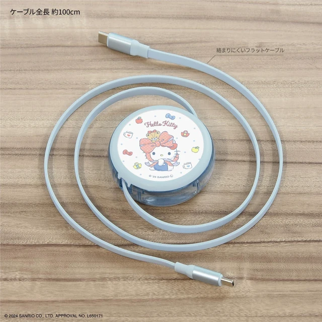 Alt view image 3 of 7 - (Gourmandise) Gourmandies Sanrio Characters PD60W Compatible USB 2.0 Reel Type C Cable Hello Kitty SANG-424KT