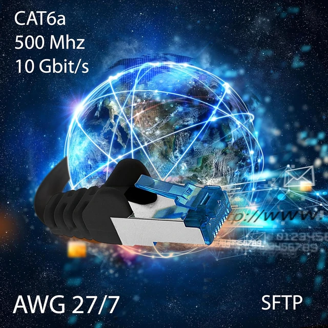 Alt view image 2 of 7 - 10x 0.5 M - CAT-6a Network Cable Ethernet Cable Lan Patch RJ-45 Connector SFTP 10GB/s - Pack of 10 Black
