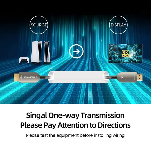 Alt view image 6 of 7 - Certified Optical Fiber HDMI2.1 Cable 48Gbps 10K 8K60 4K120 eARC HDR VRR G-SYNC 50M 100M