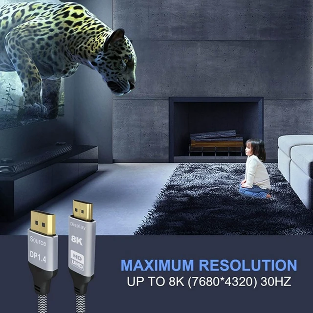 Alt view image 4 of 7 - Septpenta Displayport 1.4 to HD Multimedia Interface, 8K 30Hz or 4K 120Hz, Mirror and Expansion Mode Support, Gold Plated Connector Aluminum Shell, 6 Feet Long Length