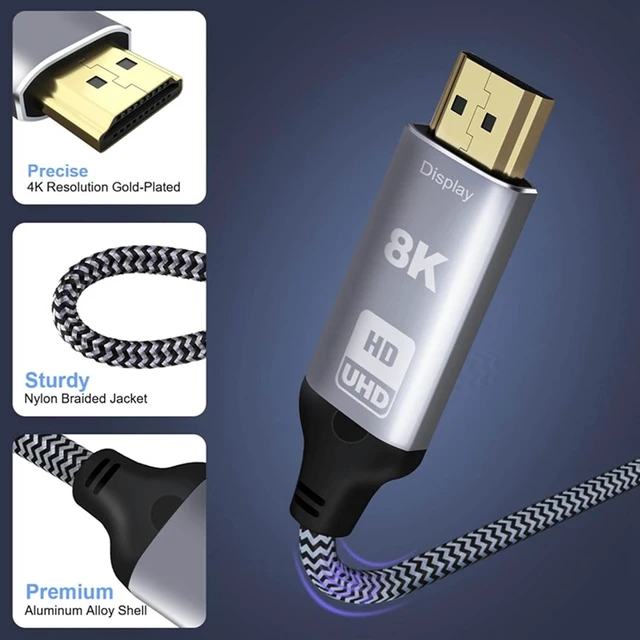 Alt view image 7 of 7 - Septpenta Displayport 1.4 to HD Multimedia Interface, 8K 30Hz or 4K 120Hz, Mirror and Expansion Mode Support, Gold Plated Connector Aluminum Shell, 6 Feet Long Length