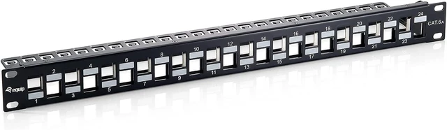 Main image of Equip Patch Panel 24 Port RJ45 Cat6a 19 Inch 1U Shielded Black