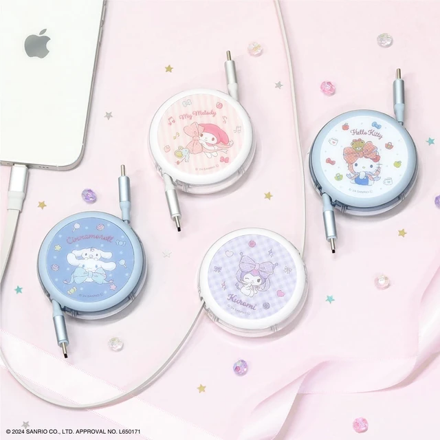 Alt view image 6 of 7 - (Gourmandise) Gourmandies Sanrio Characters PD60W Compatible USB 2.0 Reel Type C Cable Hello Kitty SANG-424KT