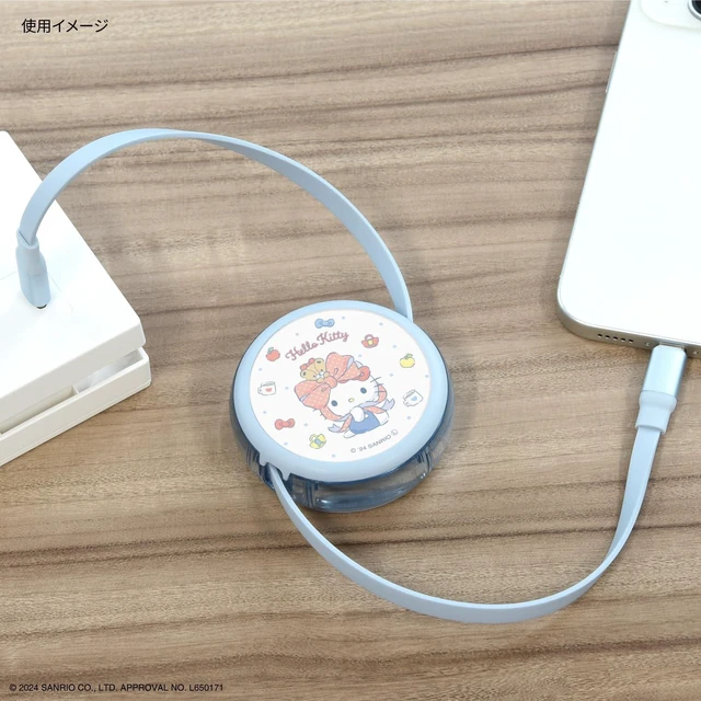 Alt view image 5 of 7 - (Gourmandise) Gourmandies Sanrio Characters PD60W Compatible USB 2.0 Reel Type C Cable Hello Kitty SANG-424KT