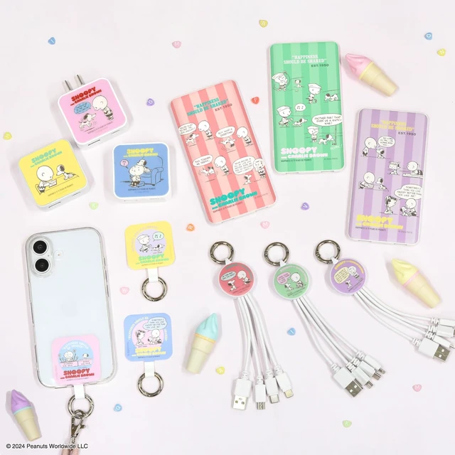 Alt view image 7 of 7 - (Gourmandise) Gourmandies Peanuts Snoopy Multi Charging Cable Purple SNGG-104PU