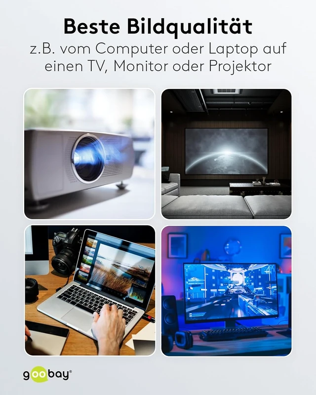 Alt view image 5 of 5 - goobay 64848 - DisplayPort 2.0 to HDMI 2.1 8k @ 60Hz Cable/DP to HDMI Connection Cable / 4K @ 144Hz High Speed Cable / 5M