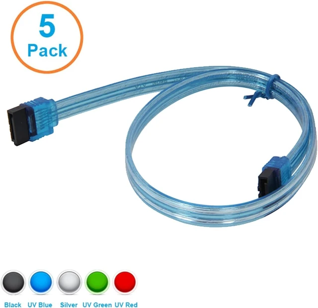 Alt view image 2 of 7 - 5PCS SATA 3 Cable,Super Speed SATA3 Controller to SSD HDD Hard Disk Drive III Data Connector forASUS MSI Wholesale(15CM,UV Blue 90 Degree)