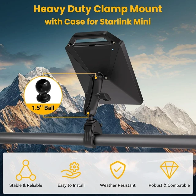 Alt view image 6 of 7 - Starlink Mini Cable 6.5FT, 16AWG Starlink Cable with Indicator Light 140W USB C to DC, Starlink Mini Clamp Mount with Protective Silicone Case, 2 in 1 Satellite Dish Mounting Kit & Cover