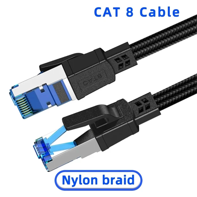 Alt view image 2 of 5 - Ethernet Cable Cat 8 High Speed 5M 10M 15M 20M 30M 40Gbps 2000MHz Rj45 Internet Network Shielded Patch Cable(Cat 8 Nylon Braided,8m)
