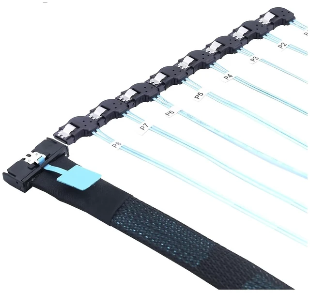 Alt view image 6 of 7 - 0.5M MCIO 74P 8X 8I S/AS SFF-8654 8i PCI-E Ultraport Slimline 5.0 to 8X SATA 7P Left Angle Female Cord