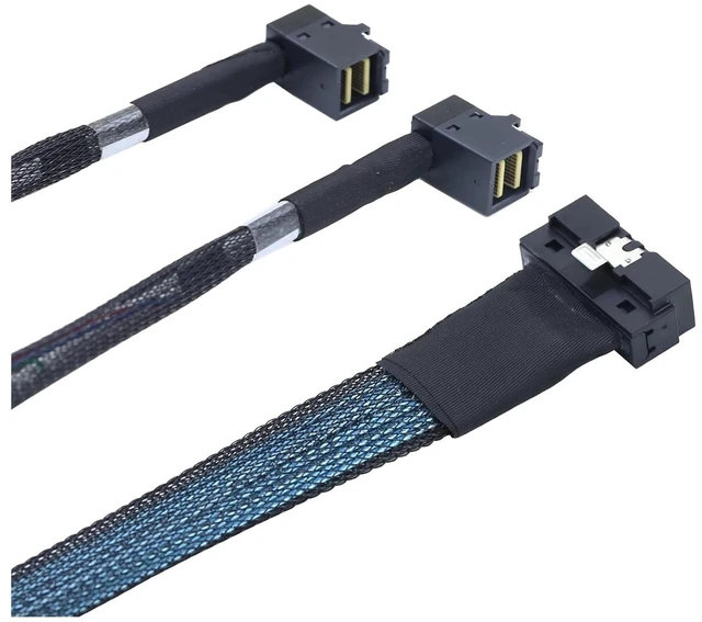 Alt view image 2 of 3 - PCI-E Ultraport Slimline SAS4.0 LP Low Profile SFF-8654 8i 74pin to M1ni S/AS HD SFF-8643 8I 36Pin 90 Degree Server Adapter Cord(0.8m)