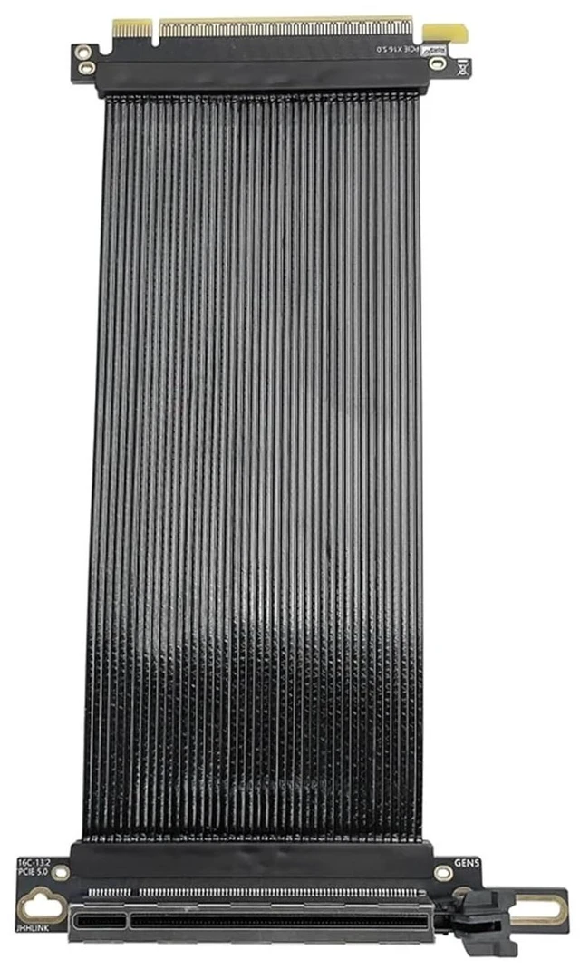 Main image of PCIe 5.0 X16 Riser Cable Silver-Plated Shielded 90° Right Angle PCI Gen5 for ATX GPU Graphics Cards Extension Cable(25cm,90 Degree Black)