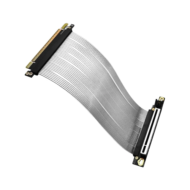Alt view image 2 of 7 - PCIe 5.0 X16 Riser Cable Silver-Plated Shielded 90° Right Angle PCI Gen5 for ATX GPU Graphics Cards Extension Cable(25cm,90 Degree Black)