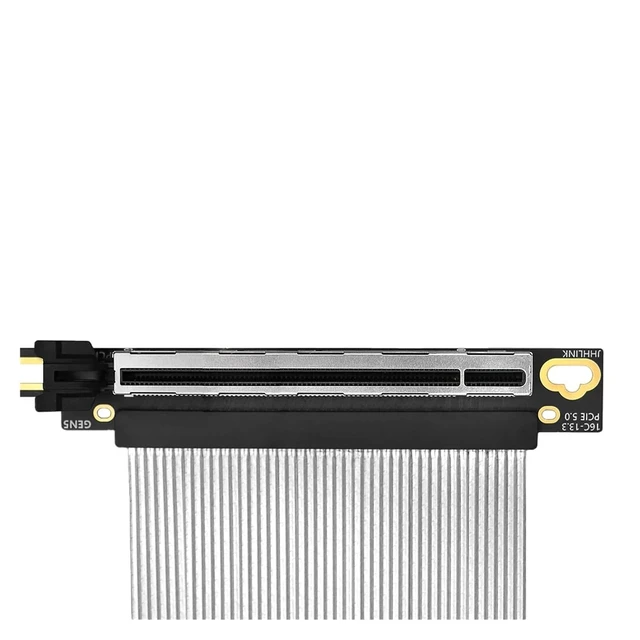 Alt view image 3 of 7 - PCIe 5.0 X16 Riser Cable Silver-Plated Shielded 90° Right Angle PCI Gen5 for ATX GPU Graphics Cards Extension Cable(25cm,90 Degree Black)