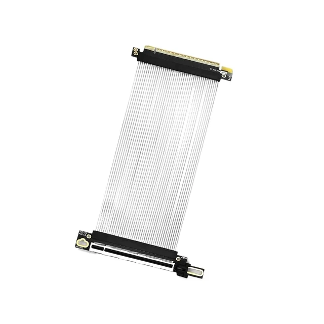 Alt view image 4 of 7 - PCIe 5.0 X16 Riser Cable Silver-Plated Shielded 90° Right Angle PCI Gen5 for ATX GPU Graphics Cards Extension Cable(25cm,90 Degree Black)