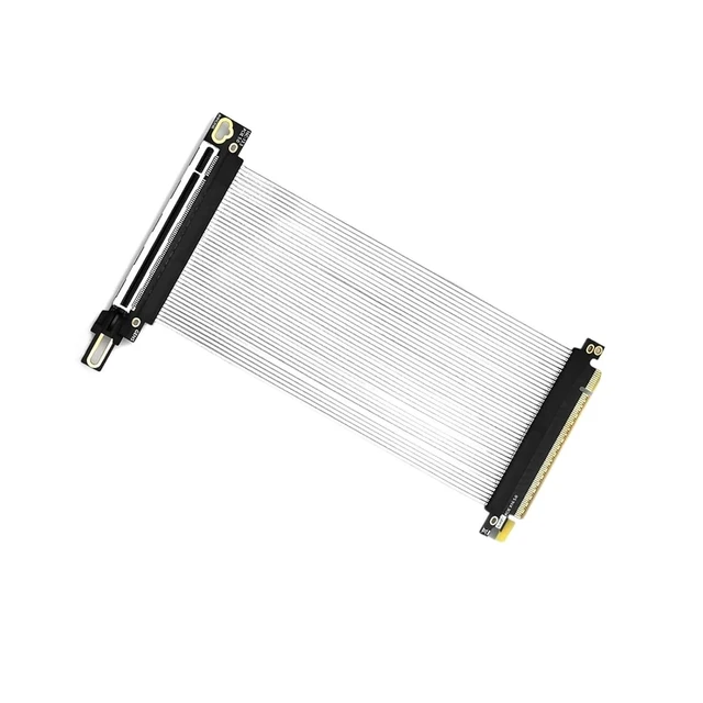 Alt view image 5 of 7 - PCIe 5.0 X16 Riser Cable Silver-Plated Shielded 90° Right Angle PCI Gen5 for ATX GPU Graphics Cards Extension Cable(25cm,90 Degree Black)