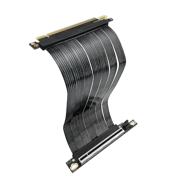Alt view image 6 of 7 - PCIe 5.0 X16 Riser Cable Silver-Plated Shielded 90° Right Angle PCI Gen5 for ATX GPU Graphics Cards Extension Cable(25cm,90 Degree Black)