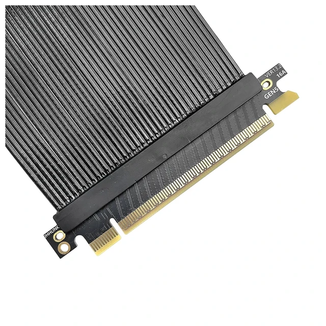 Alt view image 7 of 7 - PCIe 5.0 X16 Riser Cable Silver-Plated Shielded 90° Right Angle PCI Gen5 for ATX GPU Graphics Cards Extension Cable(25cm,90 Degree Black)