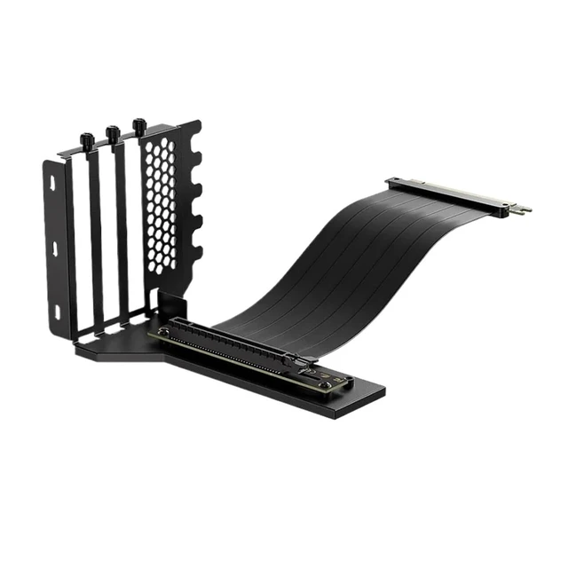 Alt view image 2 of 3 - Graphics Card Holder Vertical Mounting Steering Bracket Kit 200mm PCI-E 4.0 Extension for Chassis(PCI-E4.0 Bracket Bk)