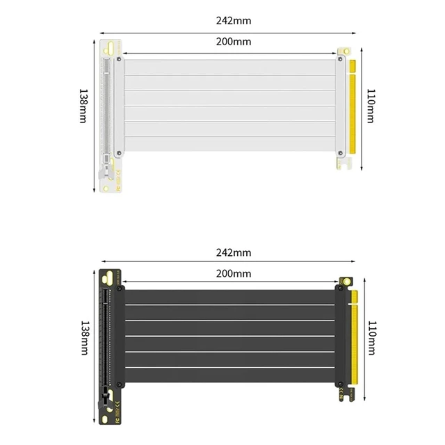 Alt view image 5 of 5 - GPU Extension Cable 200mm Shielded Flexible 90° Mounting Graphics Card Cable PCIE4.0 X16 Riser Video Card for GPU(PCI-E 3.0,Black-15cm)