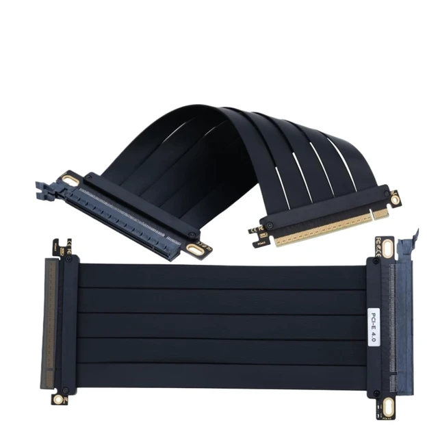Alt view image 2 of 7 - PCIe 4.0 X16 Riser PCI Gen 4 GPU Extension Cord Extension Port 180 Degree Adapter Graphics Card Extension Cable(25cm)