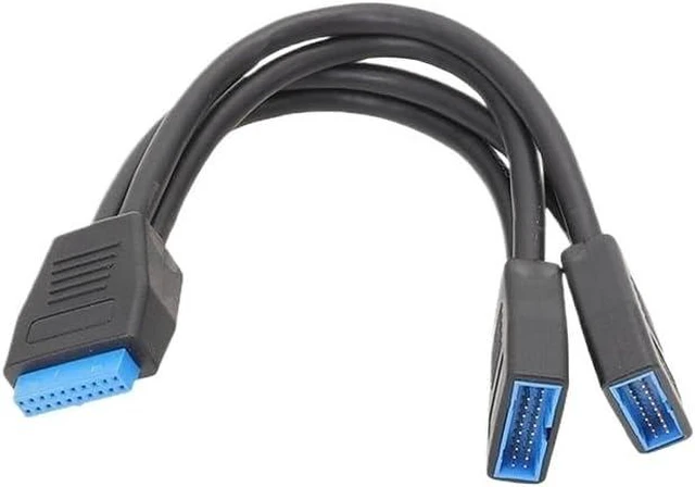 Main image of 2 Port USB 3.0 Female to 20 Pin Header Motherboard Cable Internal Connection Dual Port USB 3.0 19 Pin Y Splitter Cable