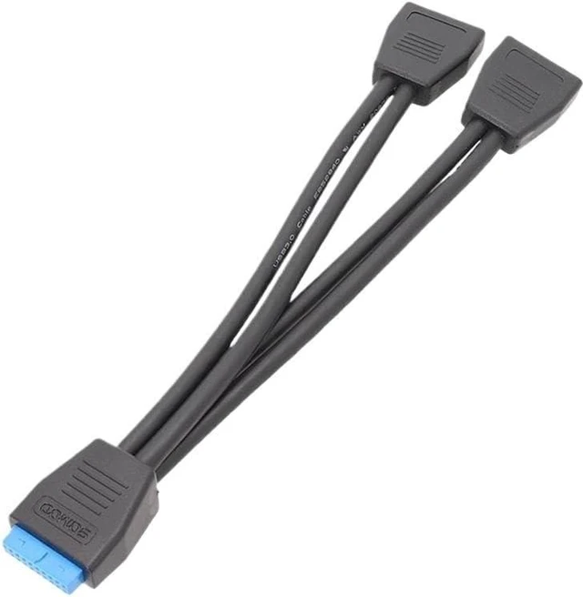 Alt view image 2 of 5 - 2 Port USB 3.0 Female to 20 Pin Header Motherboard Cable Internal Connection Dual Port USB 3.0 19 Pin Y Splitter Cable
