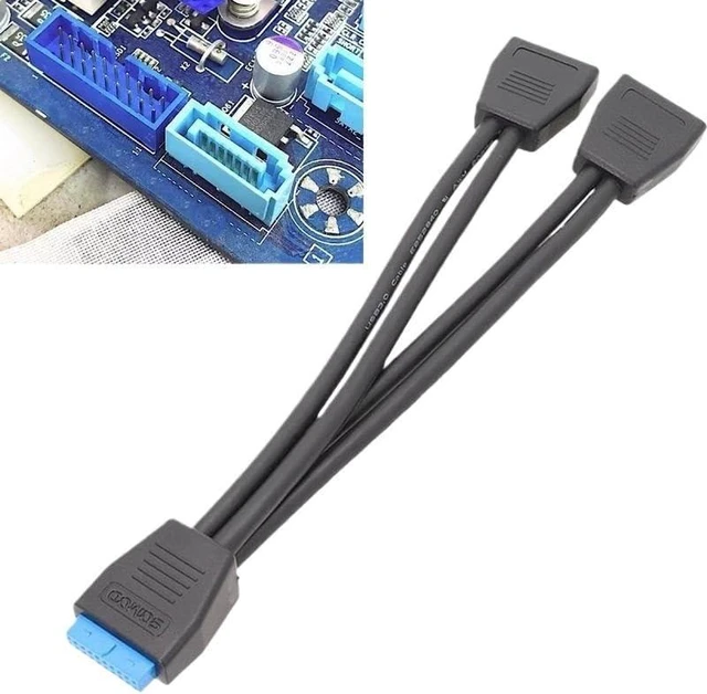 Alt view image 3 of 5 - 2 Port USB 3.0 Female to 20 Pin Header Motherboard Cable Internal Connection Dual Port USB 3.0 19 Pin Y Splitter Cable