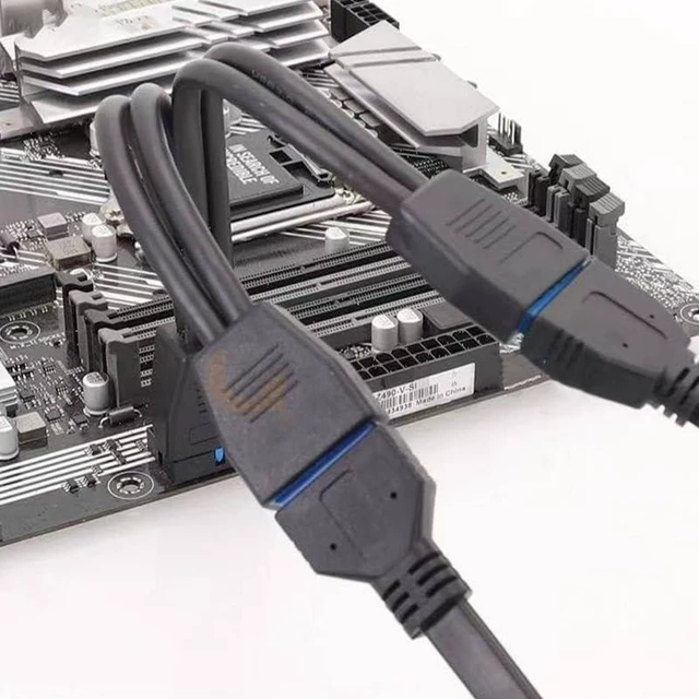 Alt view image 4 of 5 - 2 Port USB 3.0 Female to 20 Pin Header Motherboard Cable Internal Connection Dual Port USB 3.0 19 Pin Y Splitter Cable