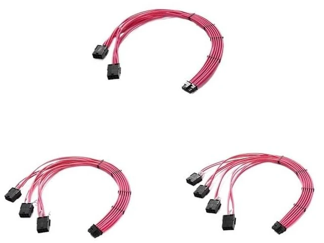 Main image of PCI-e 5.0 Extender Cord, 12VHPWR 16AWG Extension Cable for GPU 4090/4080 / 4070s / 4070ti / 3090ti, Multi Color(3x8pin,Black-Pink)