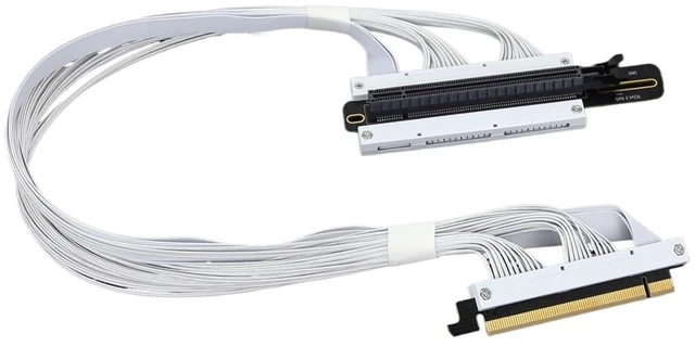 Main image of PCIe4.0 Riser Cable GEN4 for GPU Ai Server SMA/*rt Installation High Density Full Connecting Wiring(0.38m,Right Angle White)