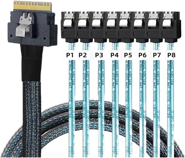 Alt view image 2 of 4 - PCI-E Slimline S/AS 4.0 SFF-8654 8i to 8X SATA Cable 4X M1ni S/AS 29Pin SFF-8482 Computer Server Array Disk Cord Hub 6Gbps Rate(0.5m,8X to 8-SATA)