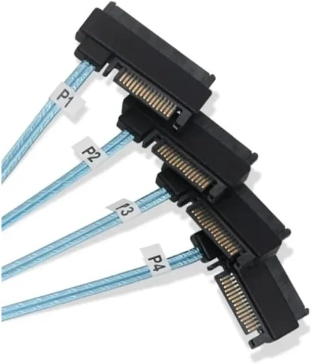 Alt view image 3 of 4 - PCI-E Slimline S/AS 4.0 SFF-8654 8i to 8X SATA Cable 4X M1ni S/AS 29Pin SFF-8482 Computer Server Array Disk Cord Hub 6Gbps Rate(0.5m,8X to 8-SATA)