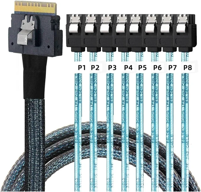 Main image of PCI-E Slimline S/AS 4.0 SFF-8654 8i to 8X SATA Cable 4X M1ni S/AS 29Pin SFF-8482 Computer Server Array Disk Cord Hub 6Gbps Rate(0.5m,8X to 8-SATA)