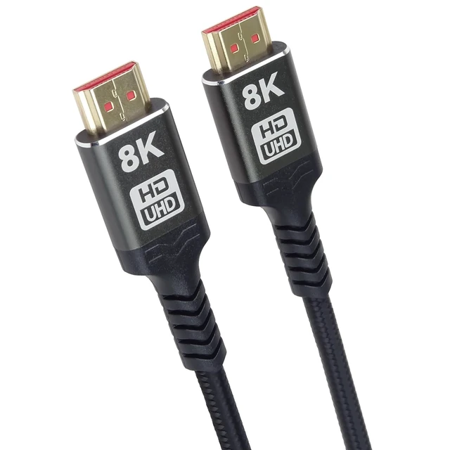 Alt view image 2 of 7 - PremiumCord 8K Ultra High Speed HDMI 2.1 Cable M/M 48Gbps with Ethernet, Video Resolution 8K @ 60Hz, Deep Colour, 3D, EDID, ARC, HDR, 3X Shielded, Textile Cable Braid, Gold-Plated, Length 7 m