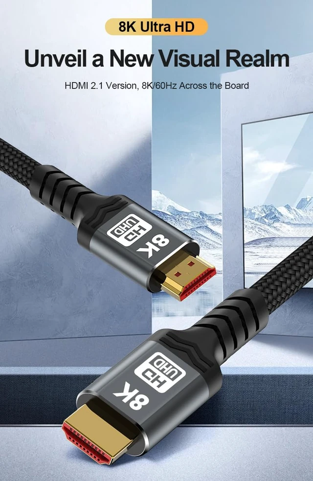 Alt view image 5 of 7 - PremiumCord 8K Ultra High Speed HDMI 2.1 Cable M/M 48Gbps with Ethernet, Video Resolution 8K @ 60Hz, Deep Colour, 3D, EDID, ARC, HDR, 3X Shielded, Textile Cable Braid, Gold-Plated, Length 7 m