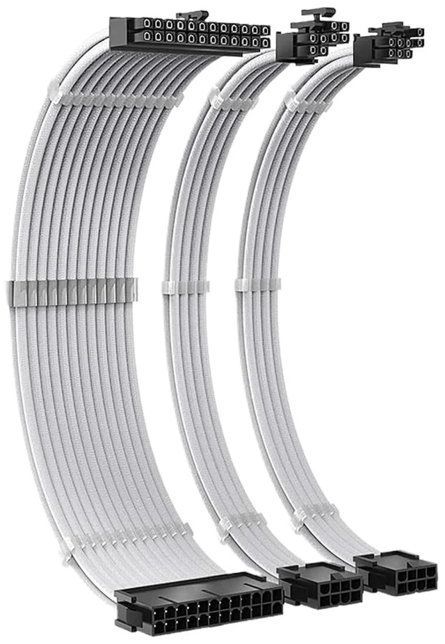 Main image of 30cm PSU Extension Cable 3 in 1 Kit Motherboard ATX 24Pin GPU PCI-E 6+2Pin 8Pin CPU EPS 4+4Pin 18AWG Power Cord(White)