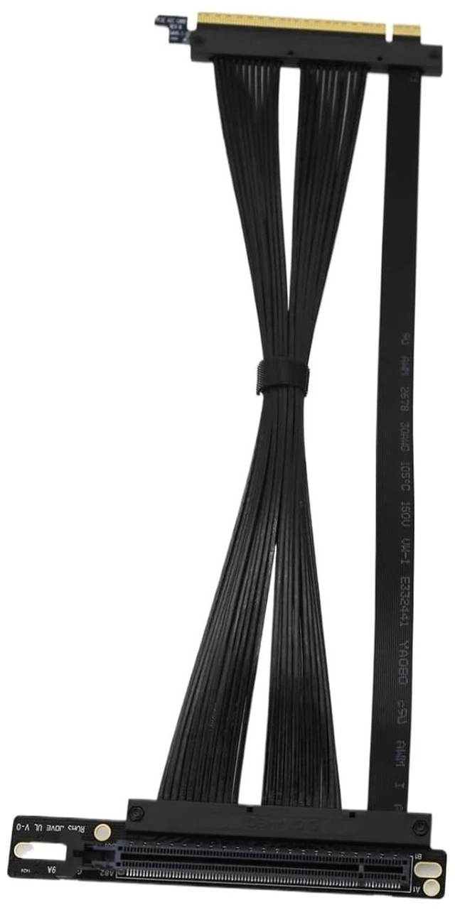 Main image of PCI-E 4.0 X16 Server Graphics Card Extension Cable GEN4 for AI Server Left Angle Socket 3.0 Gen3 Compatible/Black(0.5m,Other)